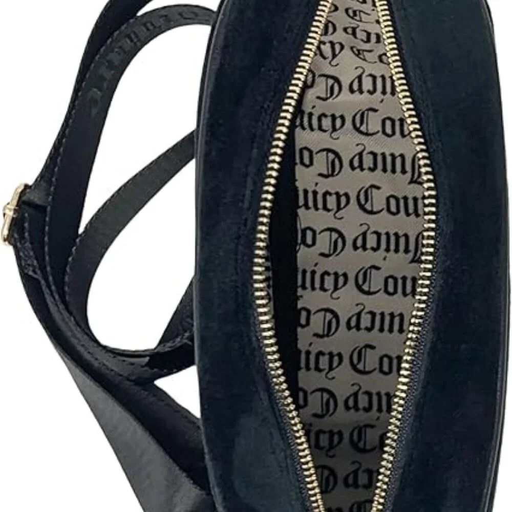 Juicy Couture Obsession Crossbody Camera Bag Black Velour NWT
